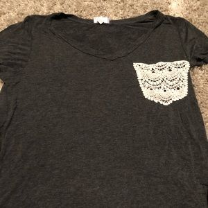 Dark grey v neck maternity shirt